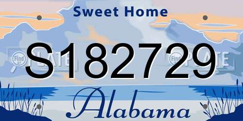 S182729 Alabama License Plate