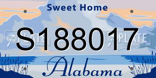 S188017 Alabama License Plate