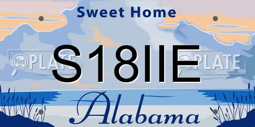 S18IIE Alabama License Plate