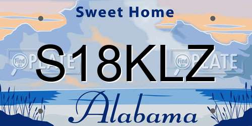 S18KLZ Alabama License Plate