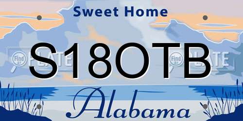 S18OTB Alabama License Plate