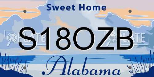 S18OZB Alabama License Plate