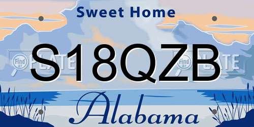 S18QZB Alabama License Plate