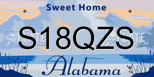S18QZS Alabama License Plate
