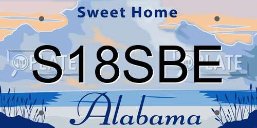 S18SBE Alabama License Plate