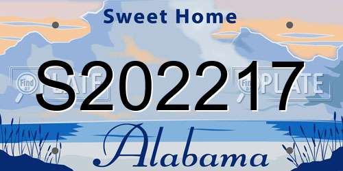 S202217 Alabama License Plate