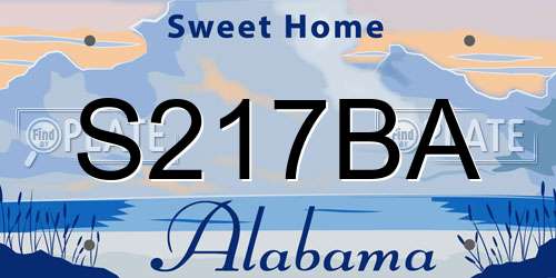 S217BA Alabama License Plate