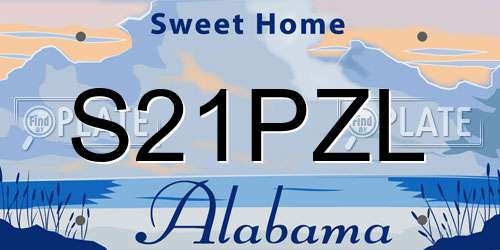 S21PZL Alabama License Plate