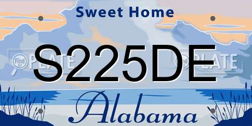 S225DE Alabama License Plate