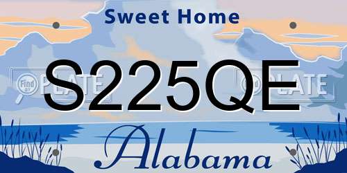 S225QE Alabama License Plate
