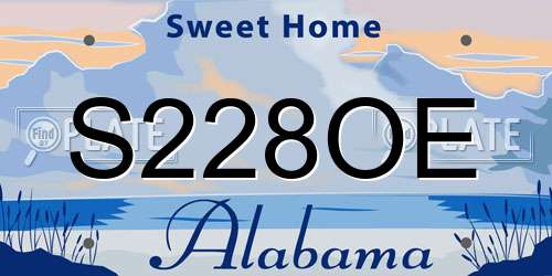 S228OE Alabama License Plate