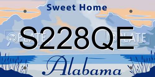 S228QE Alabama License Plate