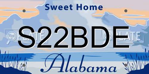 S22BDE Alabama License Plate