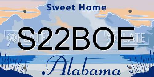 S22BOE Alabama License Plate