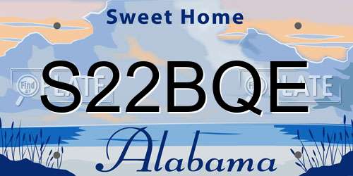 S22BQE Alabama License Plate