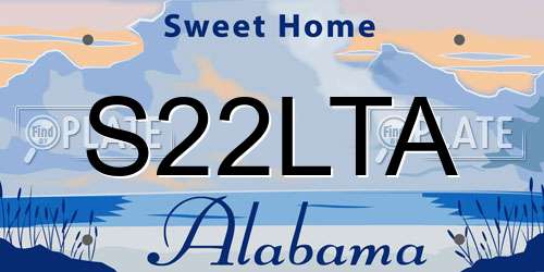 S22LTA Alabama License Plate