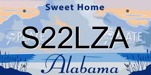 S22LZA Alabama License Plate