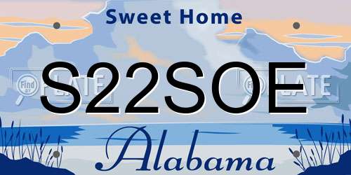 S22SOE Alabama License Plate