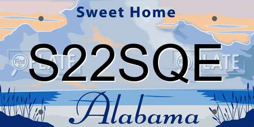 S22SQE Alabama License Plate