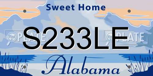 S233LE Alabama License Plate