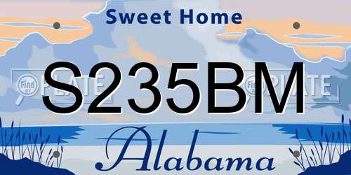 S235BM Alabama License Plate