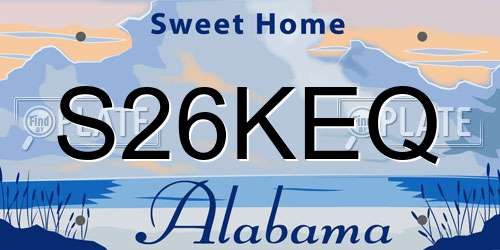 S26KEQ Alabama License Plate