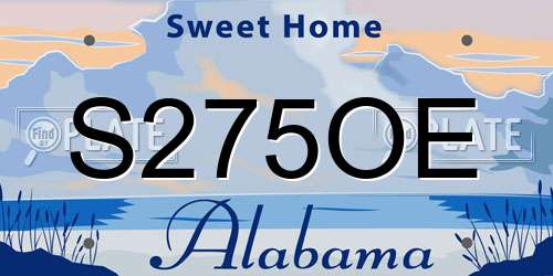 S275OE Alabama License Plate