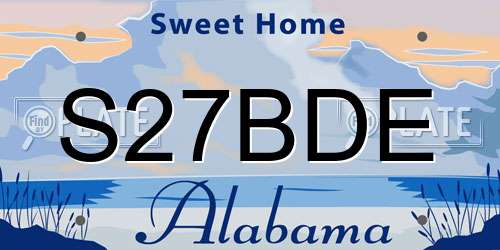 S27BDE Alabama License Plate