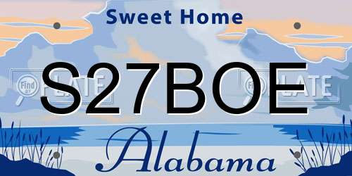 S27BOE Alabama License Plate