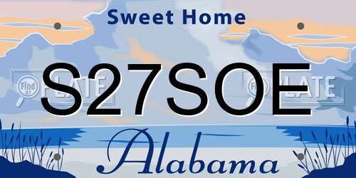 S27SOE Alabama License Plate