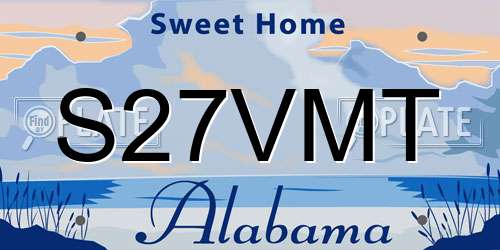 S27VMT Alabama License Plate