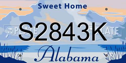 S2843K Alabama License Plate