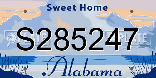 S285247 Alabama License Plate