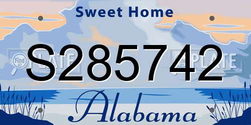 S285742 Alabama License Plate