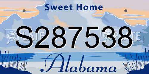 S287538 Alabama License Plate
