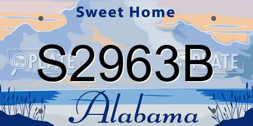 S2963B Alabama License Plate