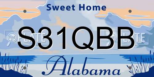 S31QBB Alabama License Plate