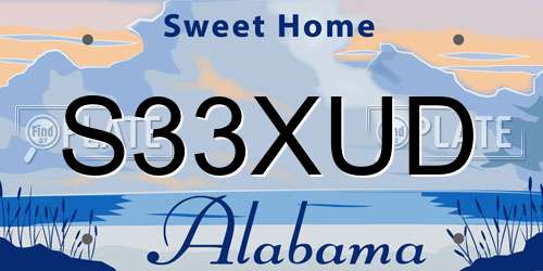 S33XUD Alabama License Plate