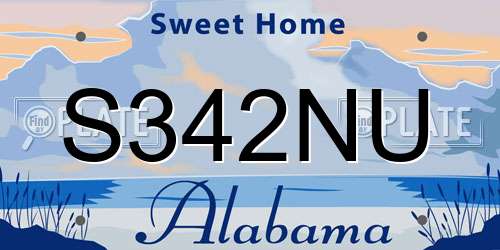 S342NU Alabama License Plate