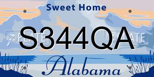 S344QA Alabama License Plate
