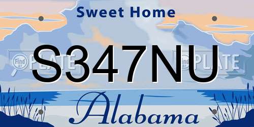 S347NU Alabama License Plate