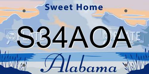 S34AOA Alabama License Plate
