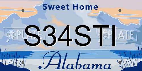 S34STI Alabama License Plate