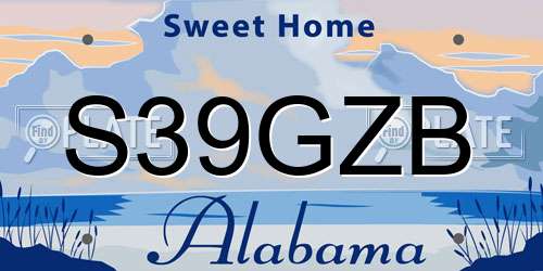 S39GZB Alabama License Plate