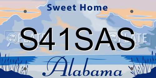 S41SAS Alabama License Plate