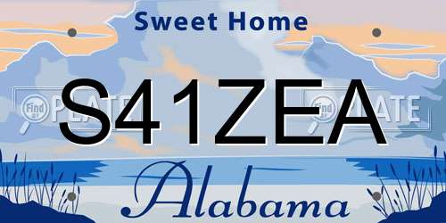 S41ZEA Alabama License Plate