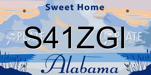S41ZGI Alabama License Plate