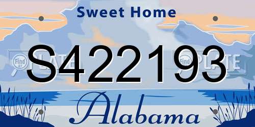 S422193 Alabama License Plate