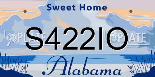 S422IO Alabama License Plate