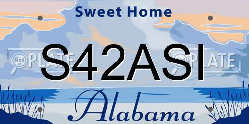 S42ASI Alabama License Plate